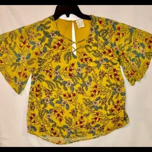 Yellow floral blouse